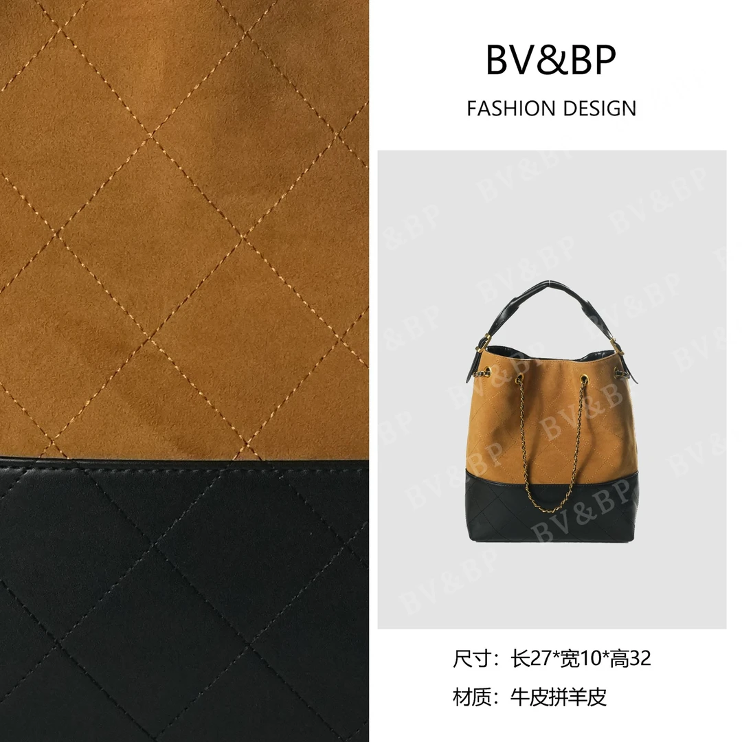 BV&BP· 原创设计新款女士通勤百搭链条包单肩托特包9656-米色与黑