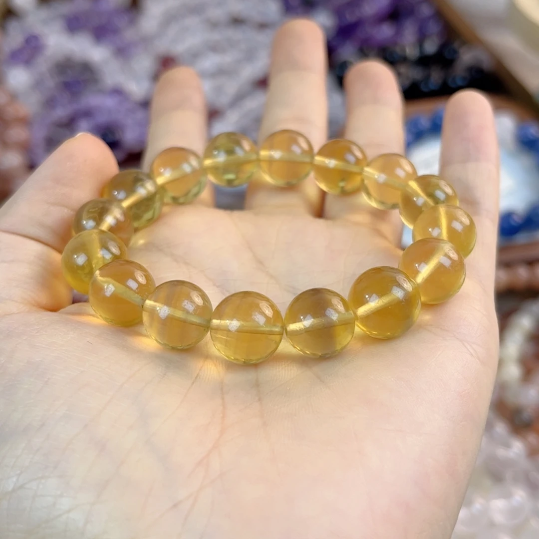 玛瑙/玉髓银S925镶嵌手串黄荧石