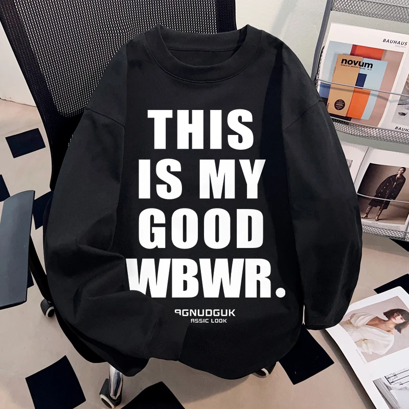 jtrt美式字母印花长袖圆领打底衫T恤男女秋冬季纯棉宽松休闲上衣