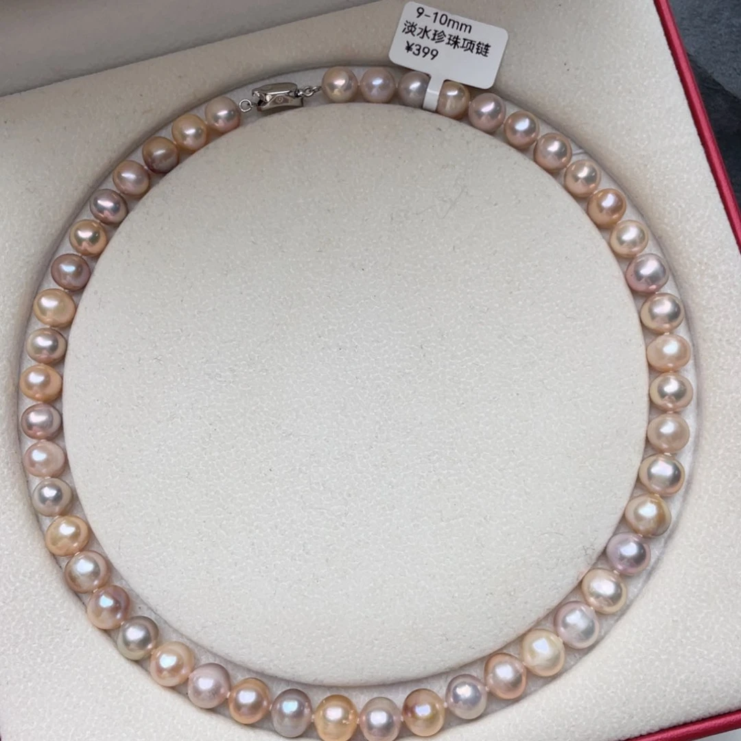 淡水珍珠银S925镶嵌颈饰9-10mm