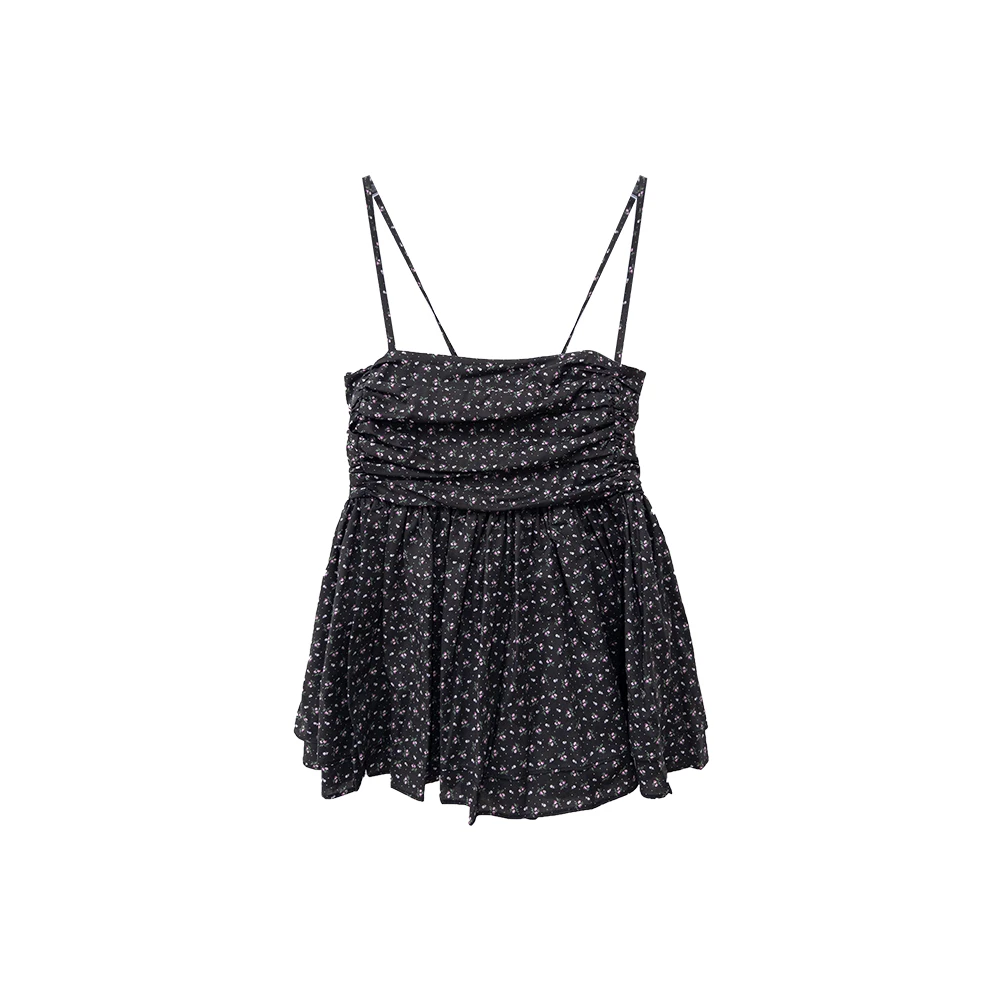 【仙女散花】夏季新款小碎花吊带蓬蓬小上衣❤