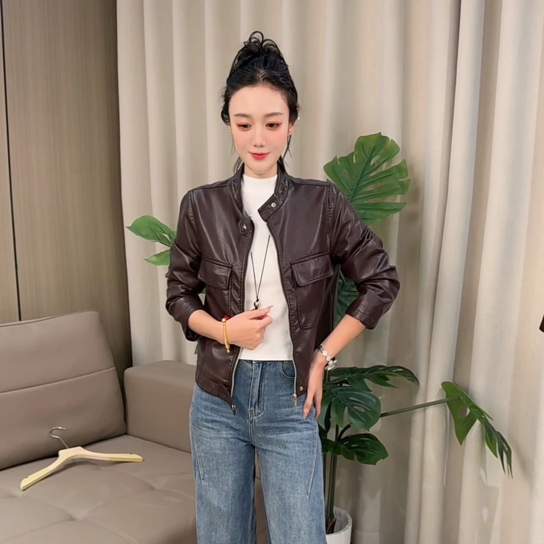 （尚达专属）秋季新款欧货时尚百搭宽松机车显瘦短款皮衣女夹克外套
