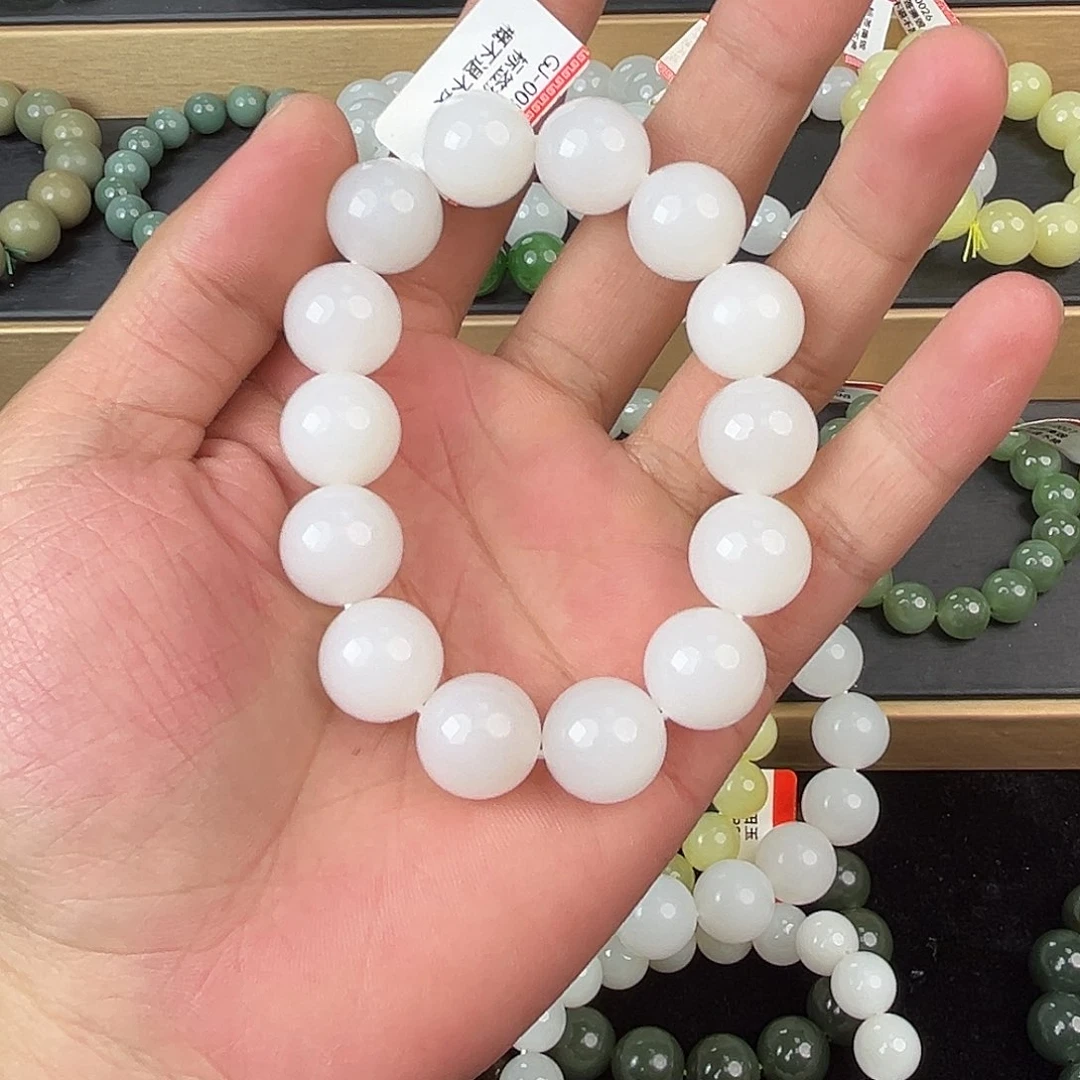 和田玉手串未镶嵌纯天然新疆和田玉05于阗15mm
