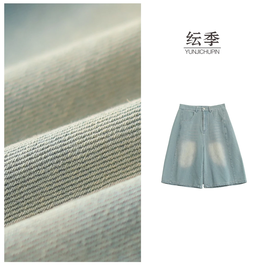 【纭裳原创】裤长60-62 夏款休闲复古气质简约牛仔中裤D25376