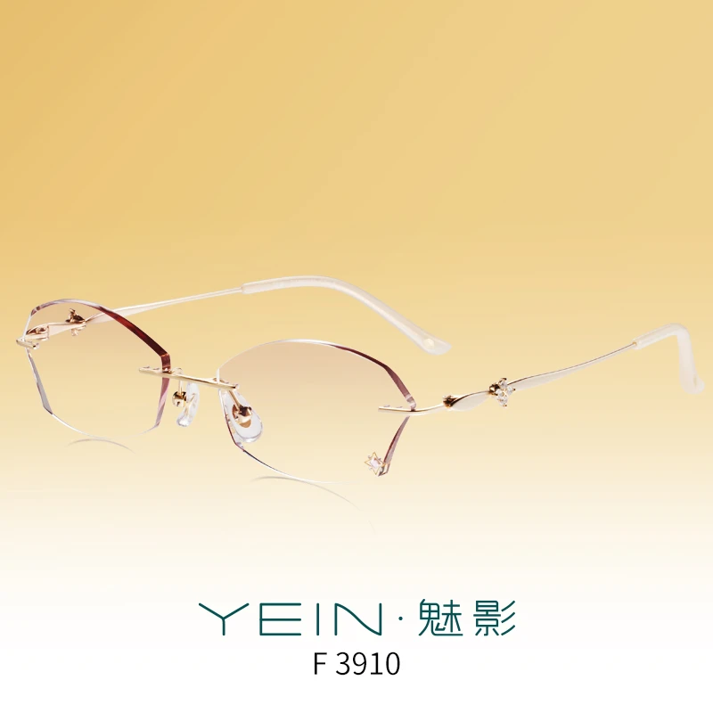 魅影凡客生活系列钻石切边镶钻无框眼镜F3910