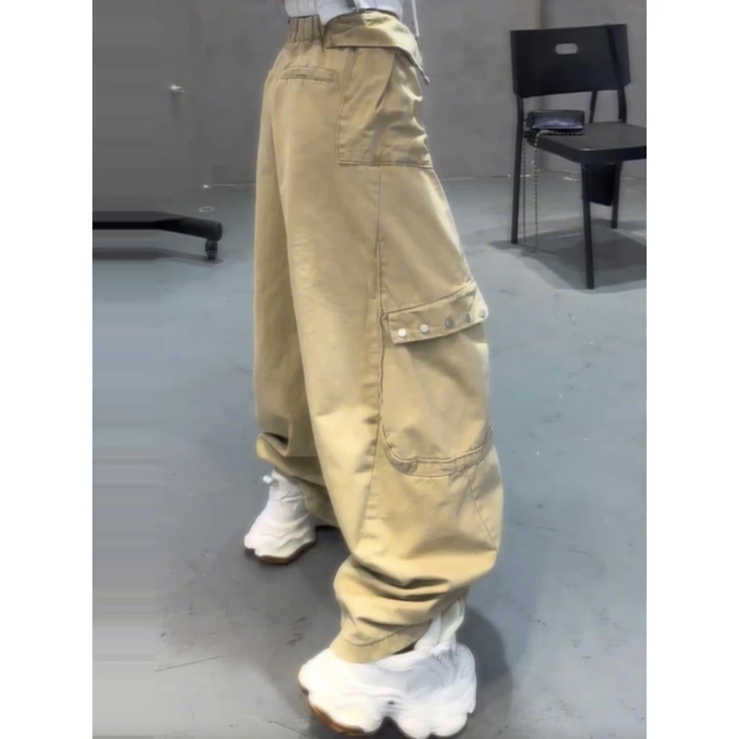 穿搭弯刀工装直筒牛仔裤女洋气时尚春季高腰宽松阔腿裤子百搭