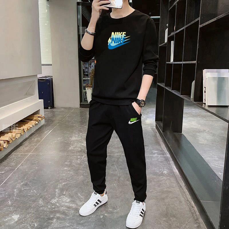 NK男士卫衣卫裤套装春秋季新款潮流时尚休闲宽松跑步运动两件套男