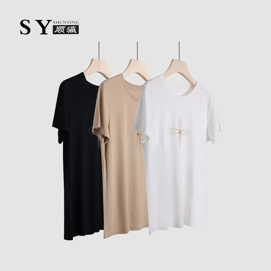 夏季时尚百搭气质休闲宽松绣花短袖T恤SY9099