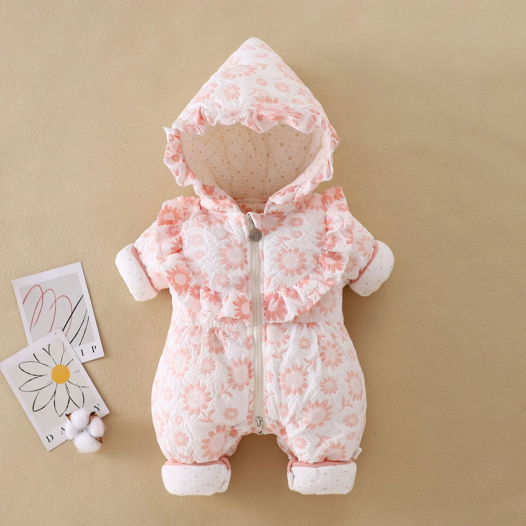 婴儿连体衣加厚秋冬季外出男女宝宝夹棉新生儿哈衣保暖衣服冬装潮