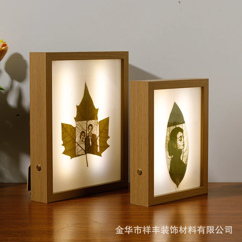 叶雕专用相框触摸灯空框带灯源桌面树叶照片礼物节日生日雕刻