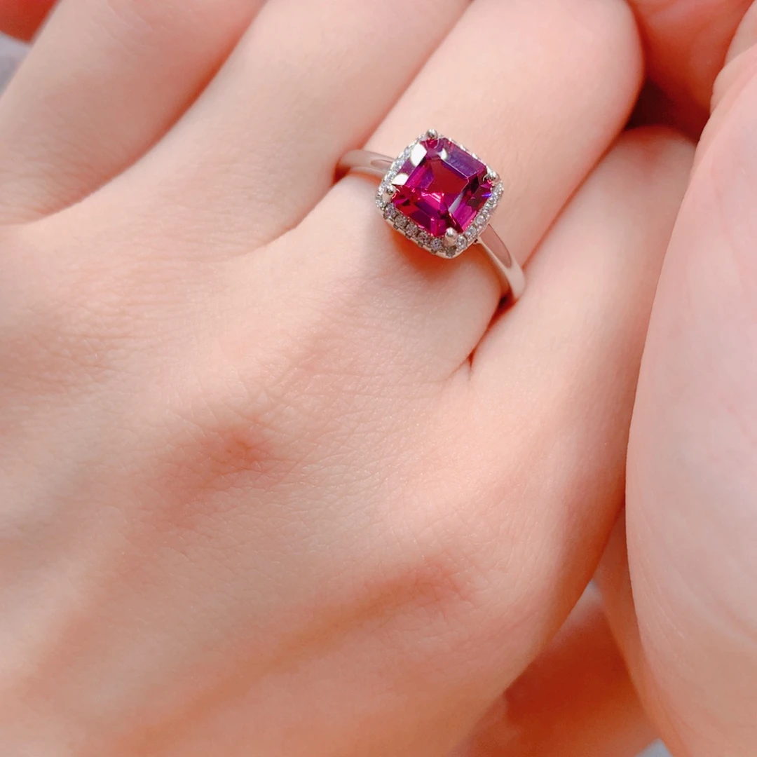 石榴石戒指银S925镶嵌