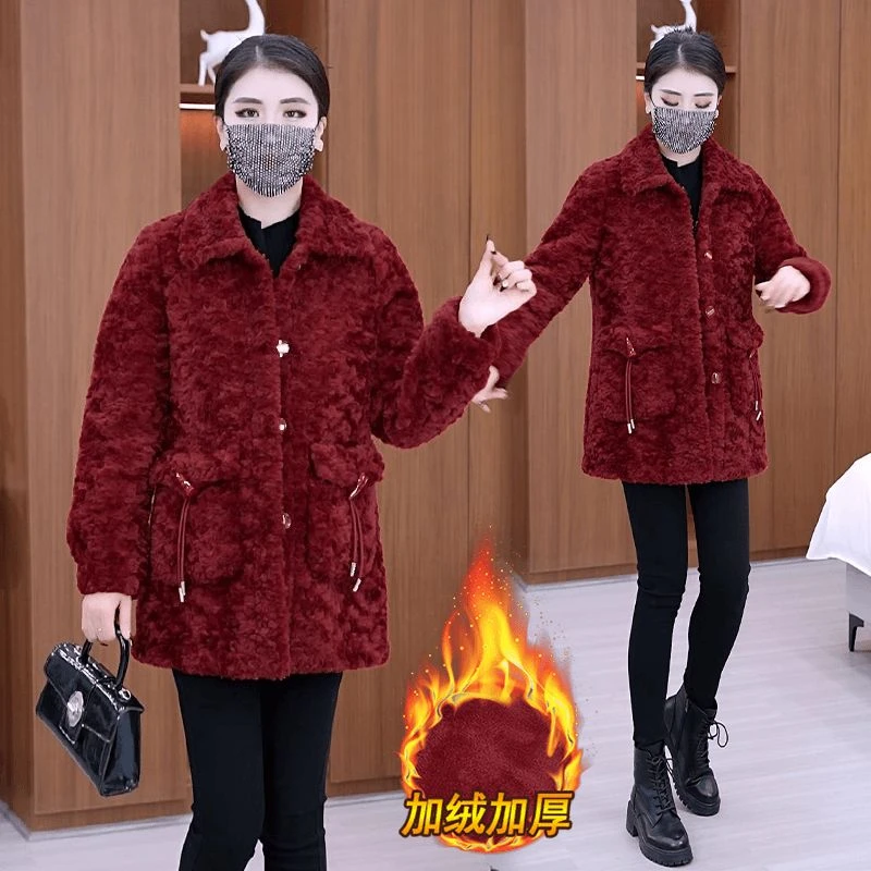 加绒加厚中长款短外套女2025年冬季新款时尚洋气保暖上衣潮