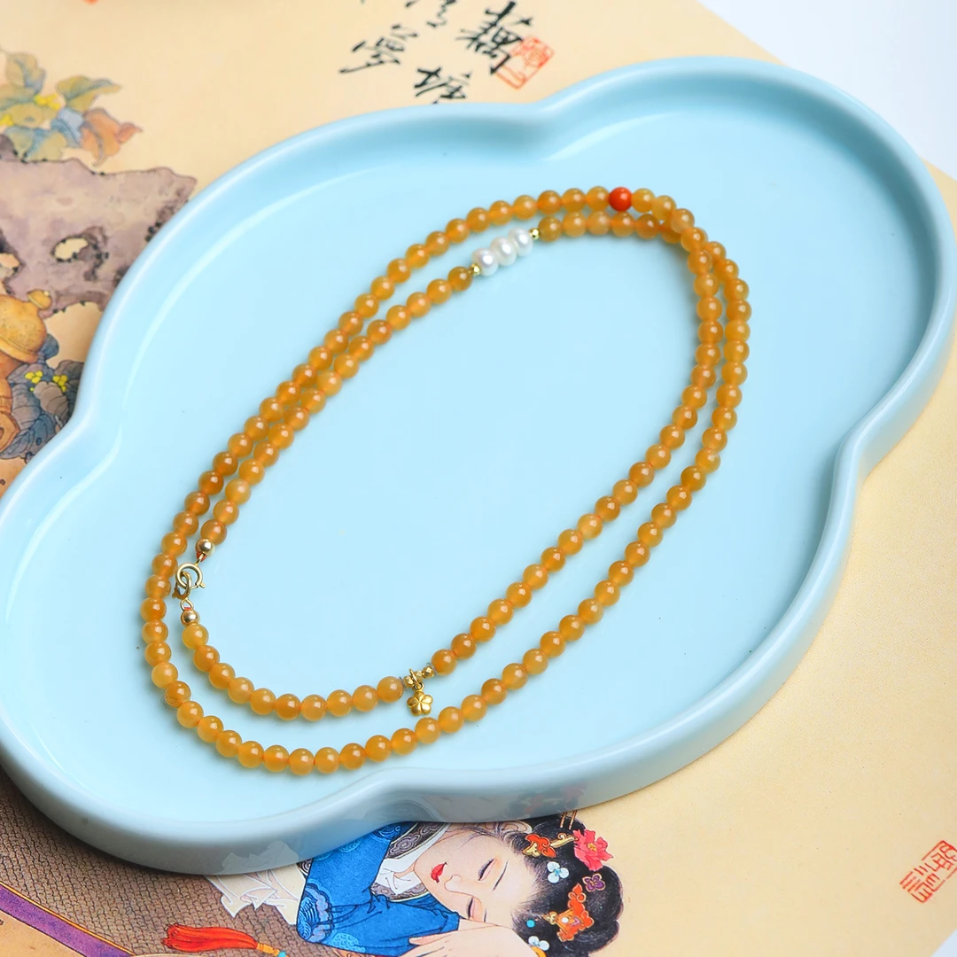 和田玉糖4mm珠链设计款