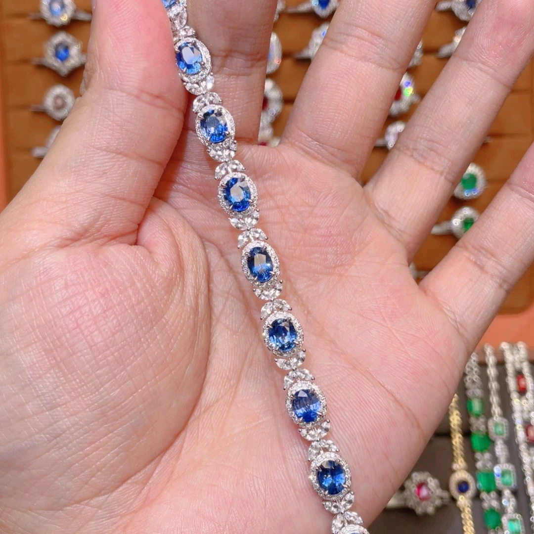 手链18K金镶嵌蓝宝石8.1ct