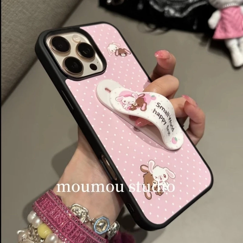 粉色波点甜心创可贴支架适用iPhone15苹果16手机壳14promax新款13