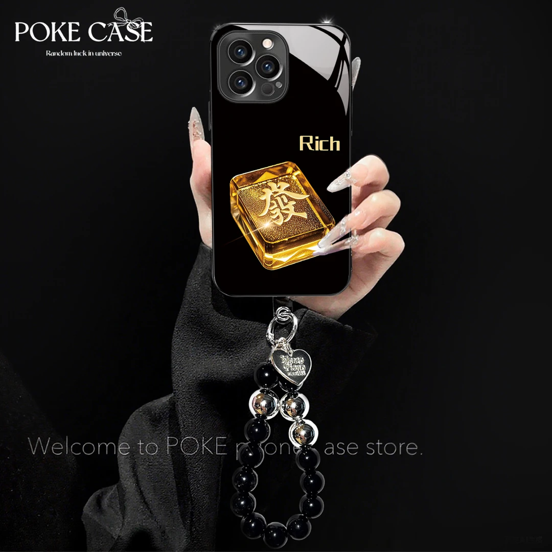 高级电镀玻璃金色發适用苹果oppo华为vivo小米创意手链手机壳
