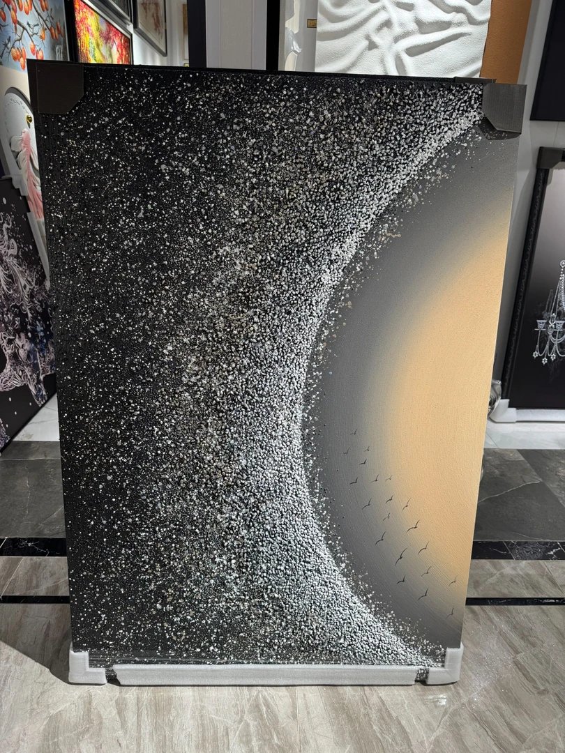 SANYI（极光）极简手绘肌理油画沙发背景走廊过道入户玄关月光画