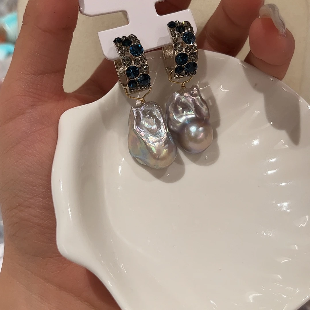 合金淡水珍珠耳饰