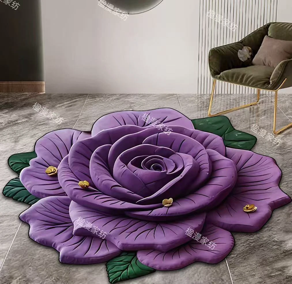 正品防滑3D立体异形花朵垫门口床边毯打坐客厅垫