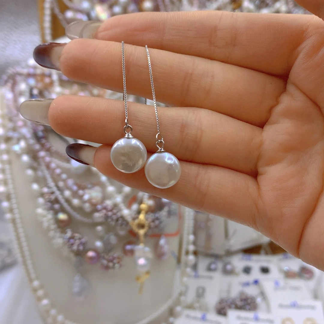 淡水珍珠耳饰银S925镶嵌