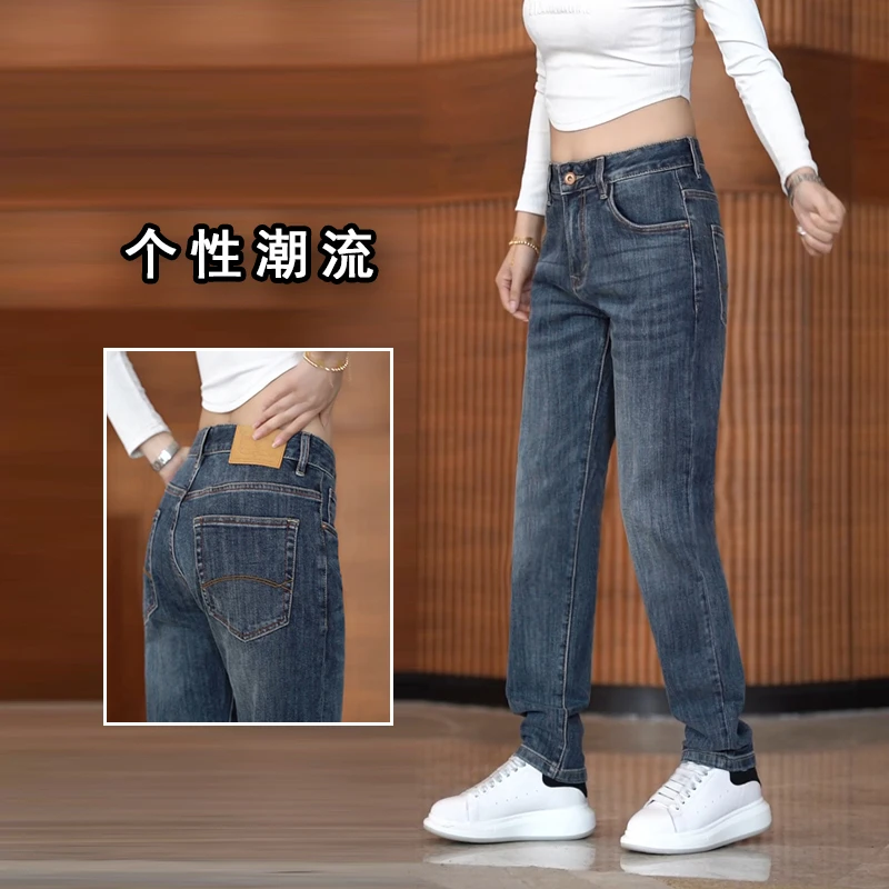 2025新款修身牛仔裤男士潮牌时尚韩版小脚裤美式复古休闲裤子男款