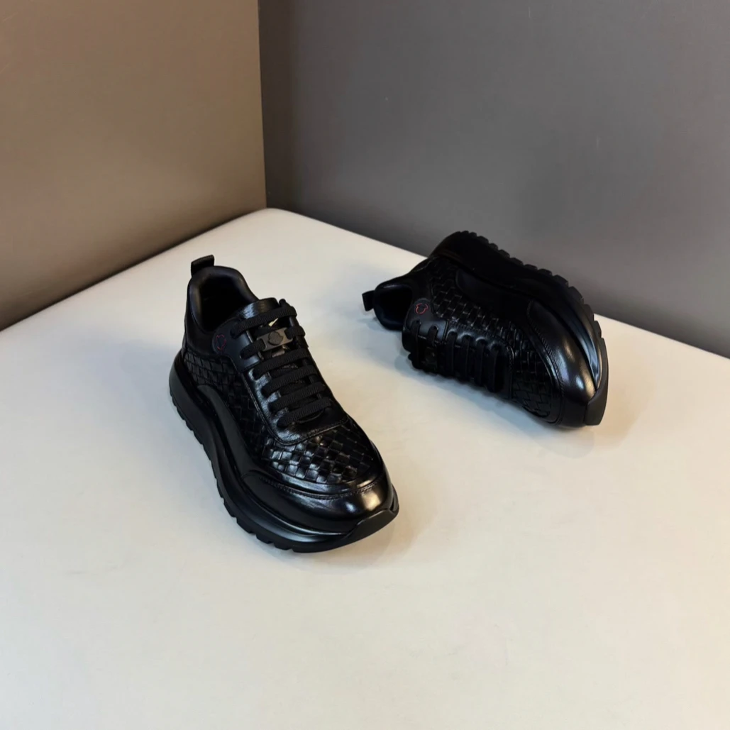 编织系带一脚蹬免系带休闲皮鞋潮流单鞋