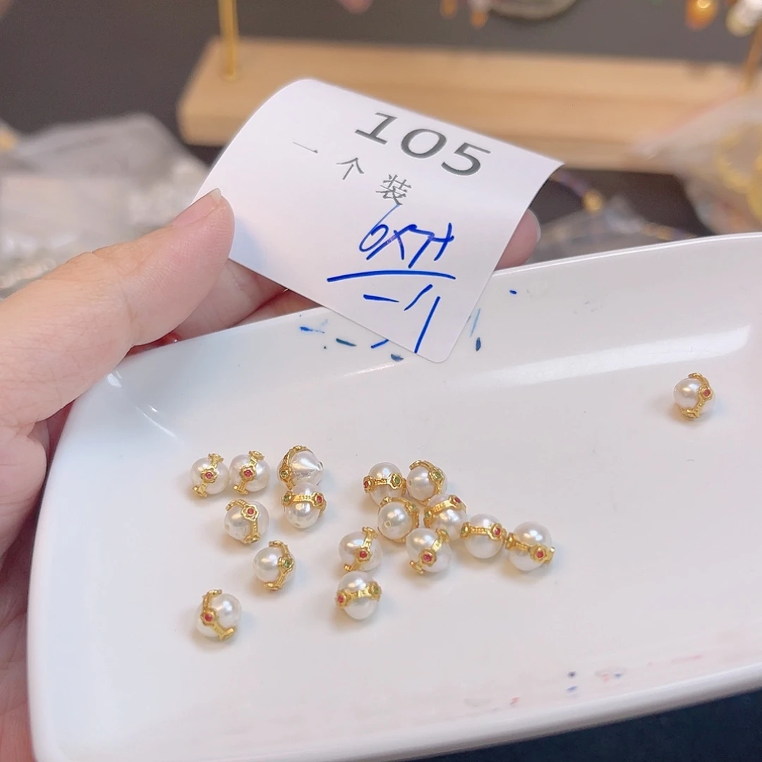水晶珠宝半成品银S925镀金镶嵌105 。