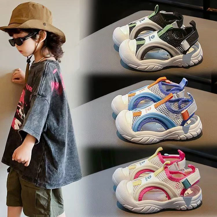 儿童户外鞋2025夏季新款透气男童运动凉鞋沙滩鞋轻便女童包头凉鞋