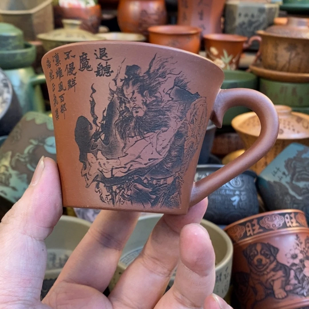 紫砂杯子宜兴全手工紫砂杯