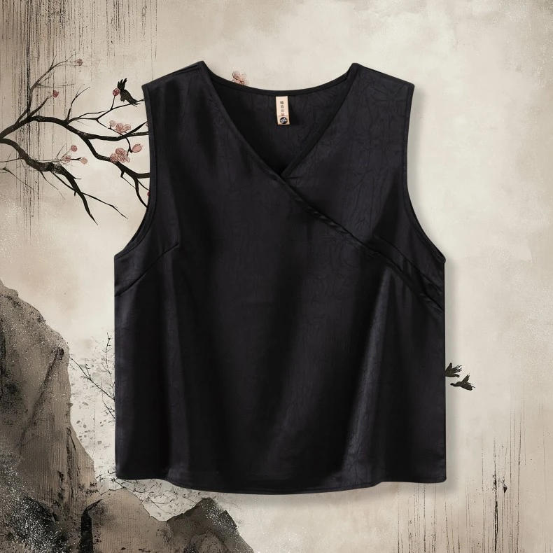 272新中式夏季女士森系纯色背心国潮套装文艺服装