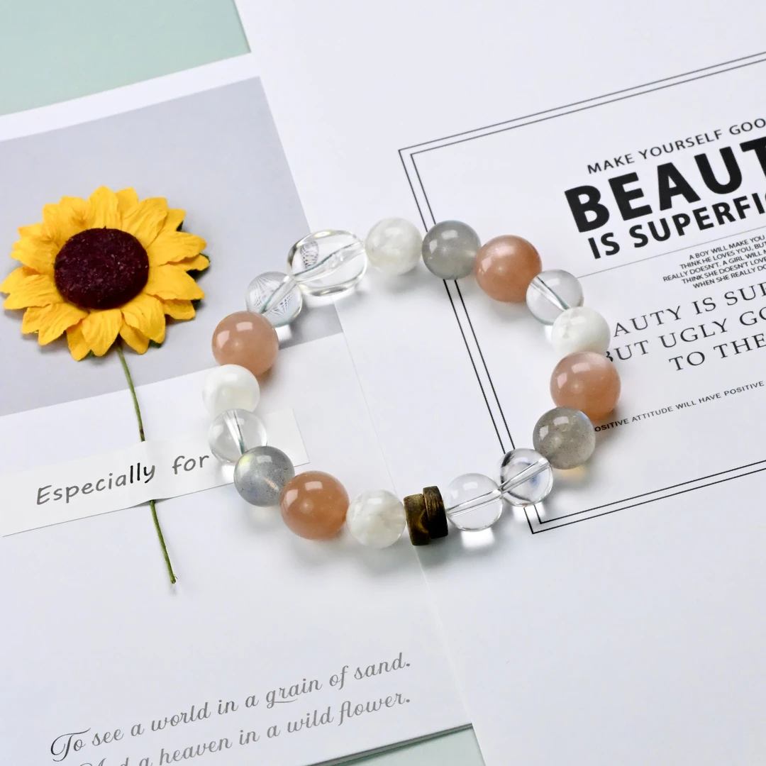 沉香【樱花雨】天然白水晶灰月光雪花幽灵手串10mmA150【多样性发一】