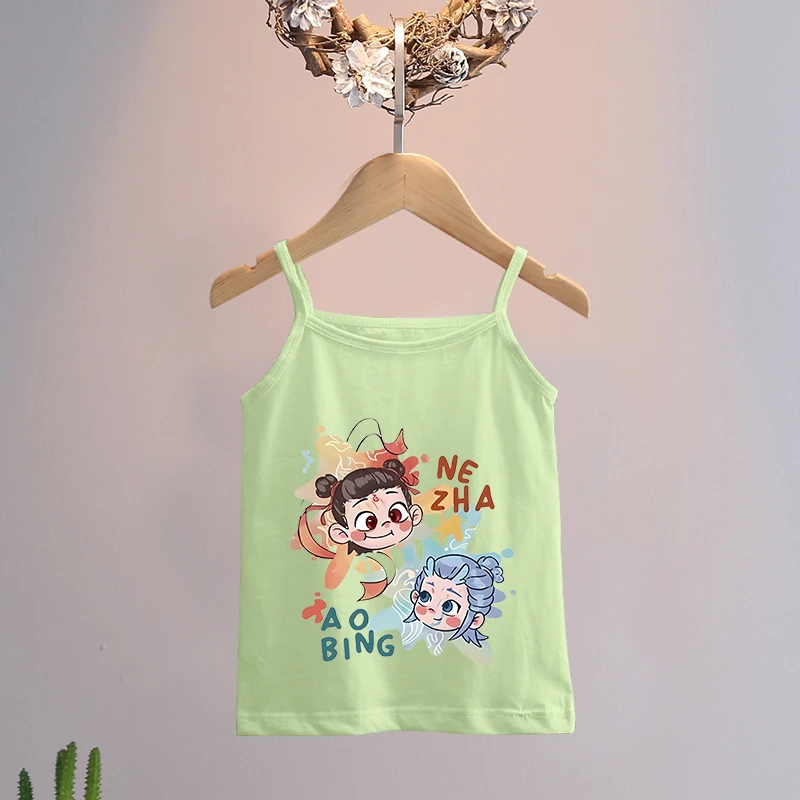 夏季纯棉儿童无袖吊带背心哪吒敖丙宝宝休闲轻薄款T恤外穿中小童