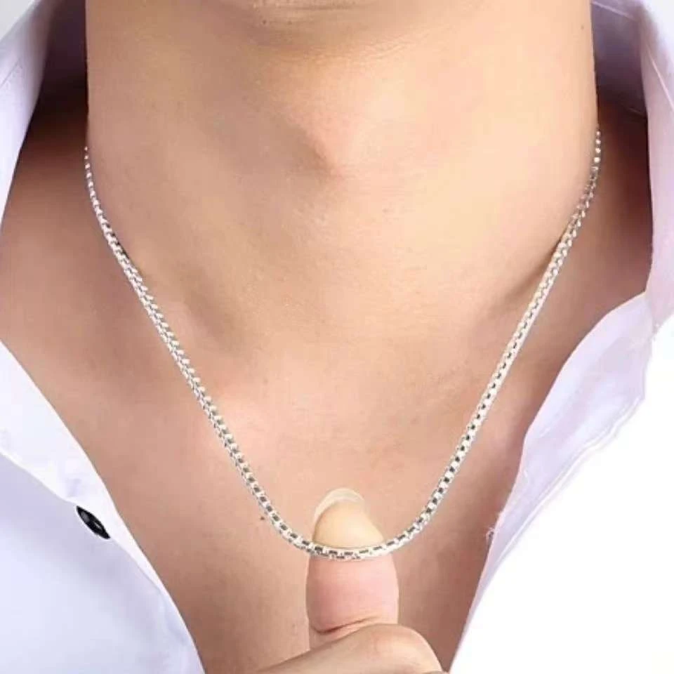 B43【约48g长约55厘米】999.9实心男生盒子链A67C86