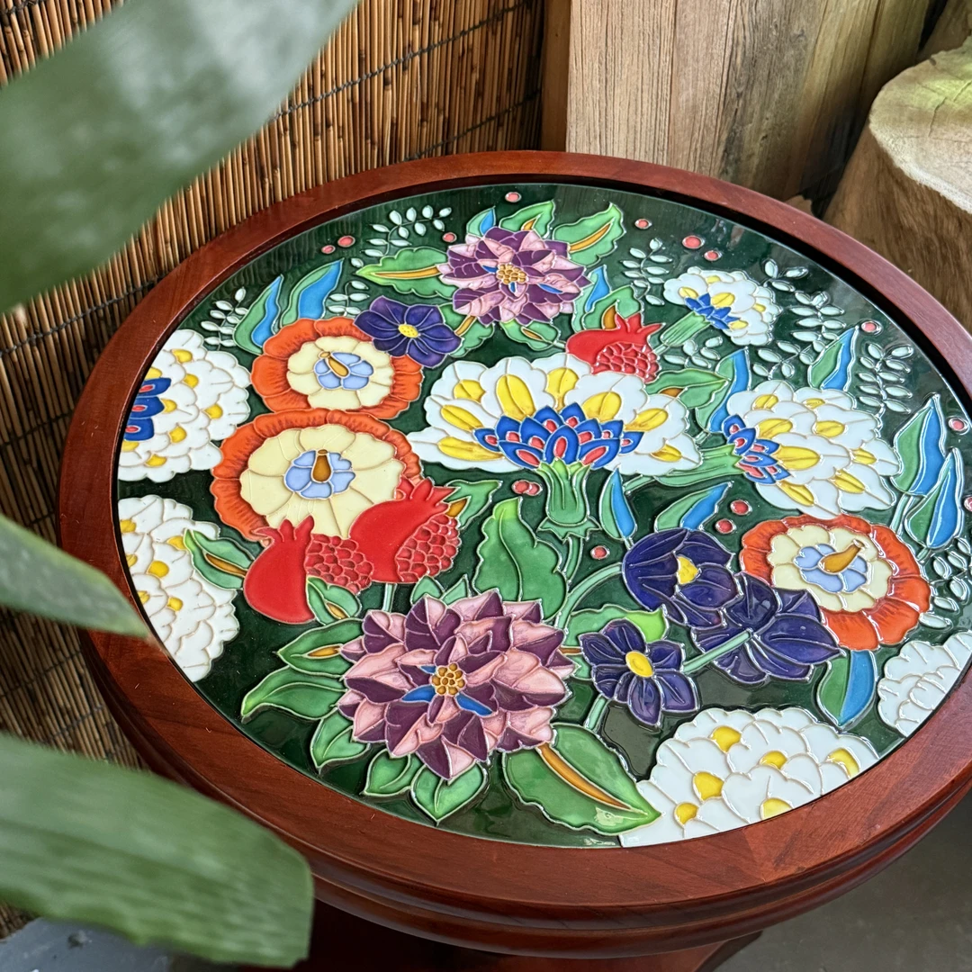 【欧美外单】刹那芳华超大独腿边几茶桌书房客厅茶室新中式陶瓷手工