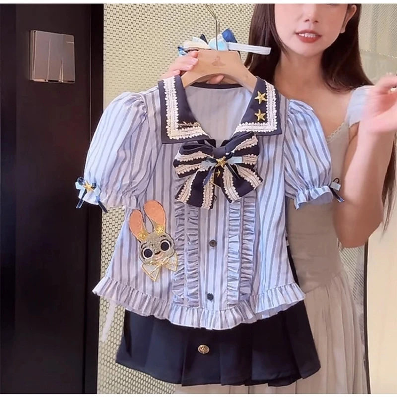 兔子警官儿童衣服夏装女孩朱迪裙子女童连衣裙夏季学院风套装jk裙