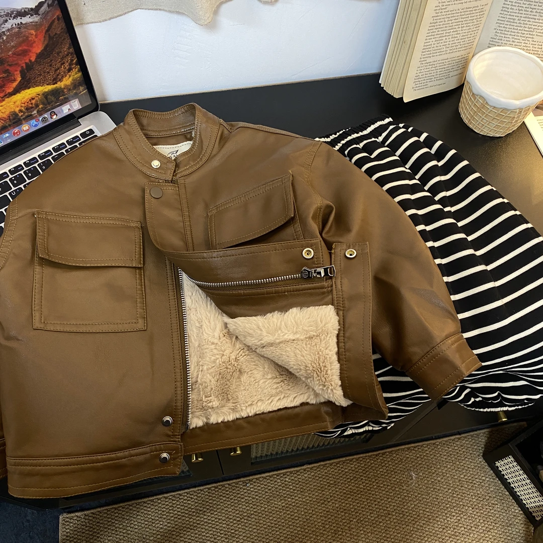 2341时尚90潮流洋气百搭秋冬款男女童加毛皮衣