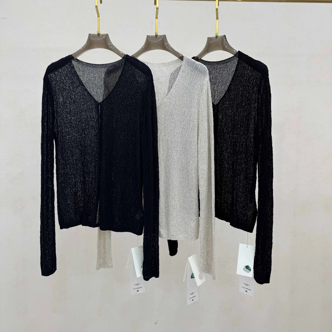 50277【深圳设计师】V领长袖针织开衫A24046