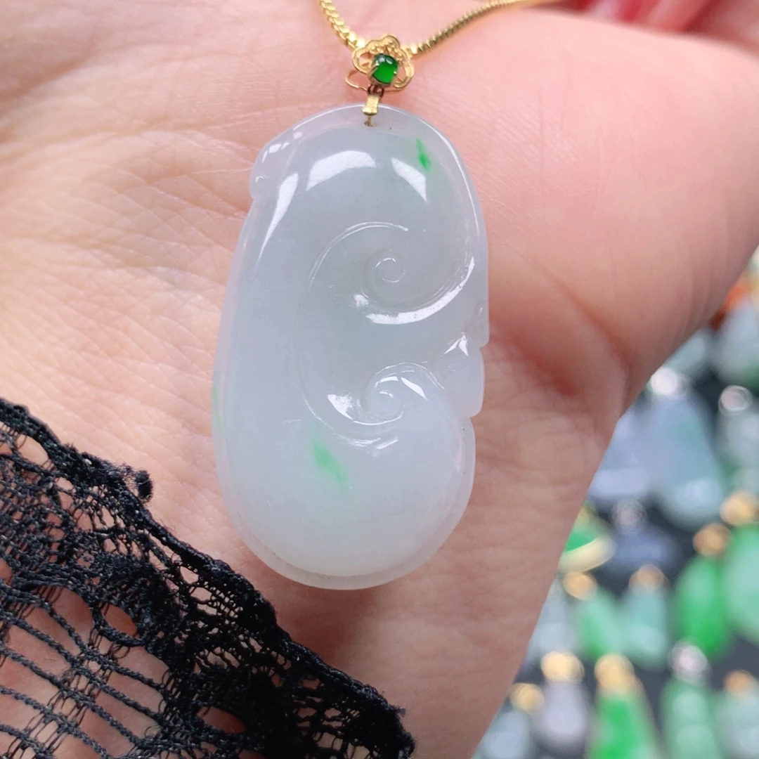 翡翠18K金镶嵌吊坠(不含链)