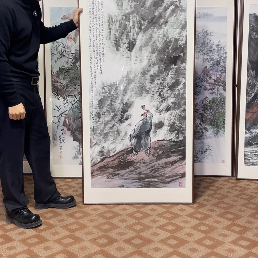 国画手绘画作品带框80/160