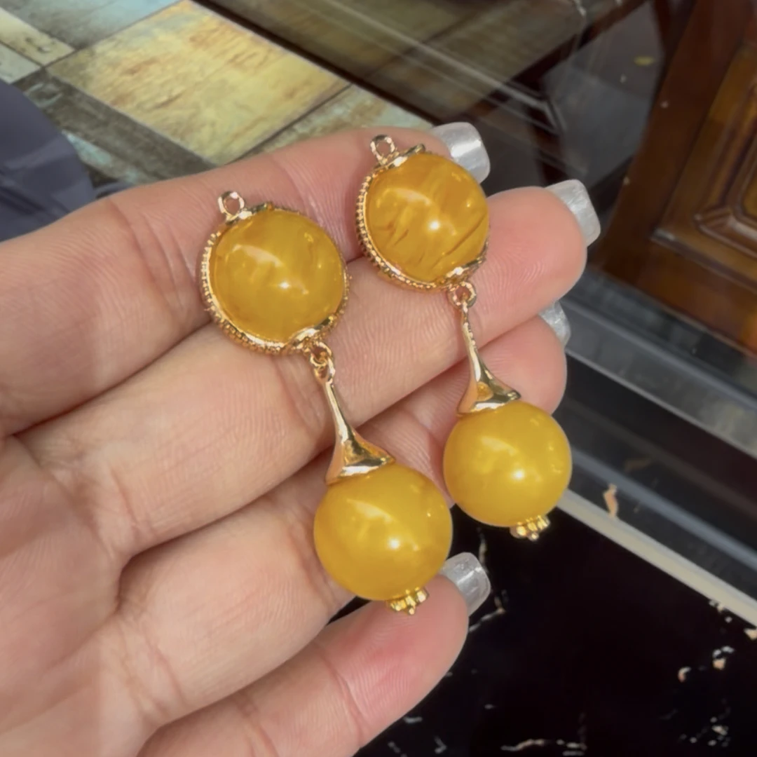 铜合金莫桑石耳饰 藏式风格单独耳钉