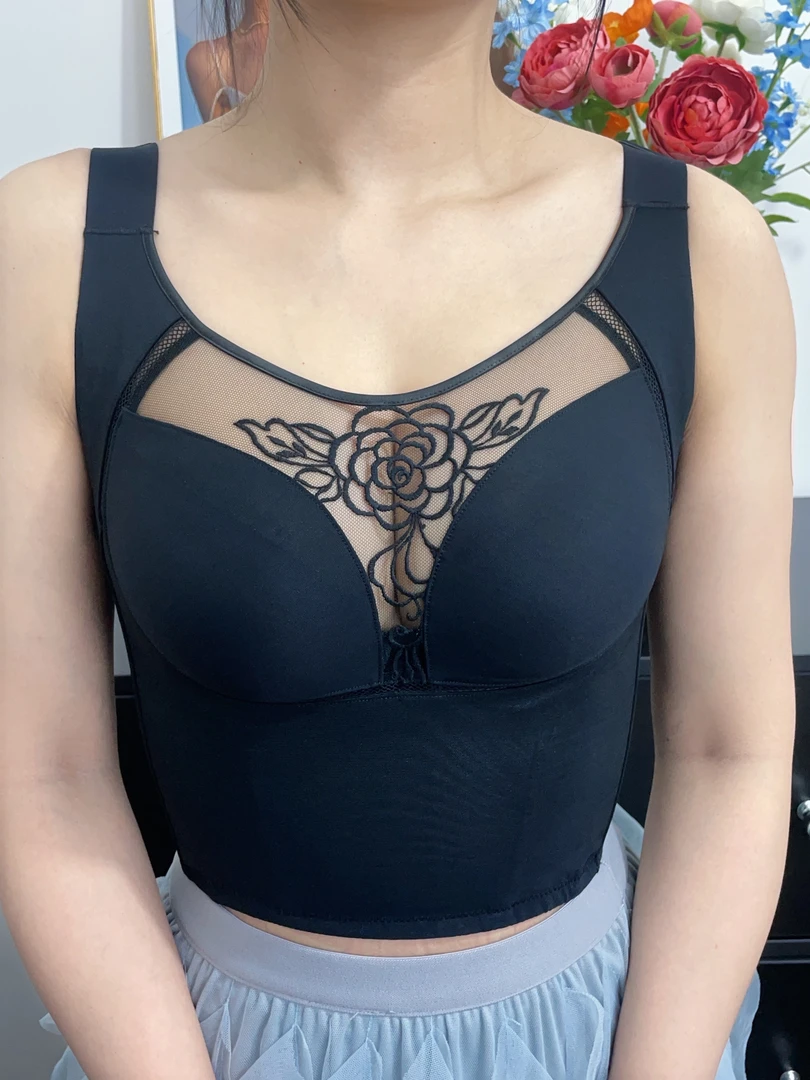 慕纱收副乳大胸显小无痕薄款收副乳美背调整型文胸十排塑身透气