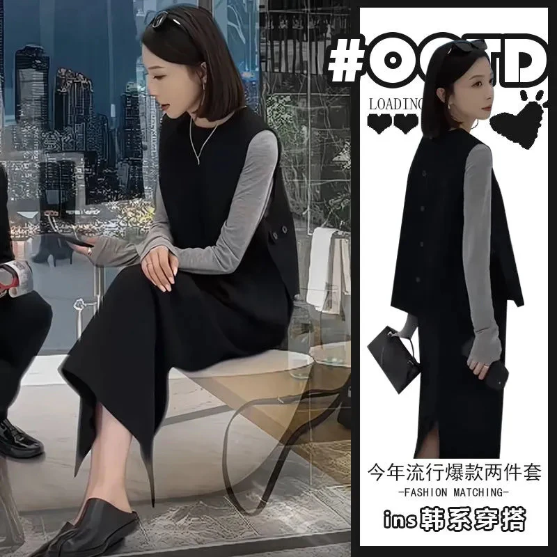 时尚ins韩系洋气网红气质显瘦秋季套装 单件时尚气质马甲修身显瘦