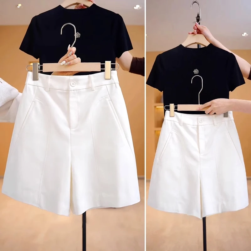 拉夏贝尔短裤通勤夏季女2025年新款高腰薄款休闲裤休闲时尚五分裤