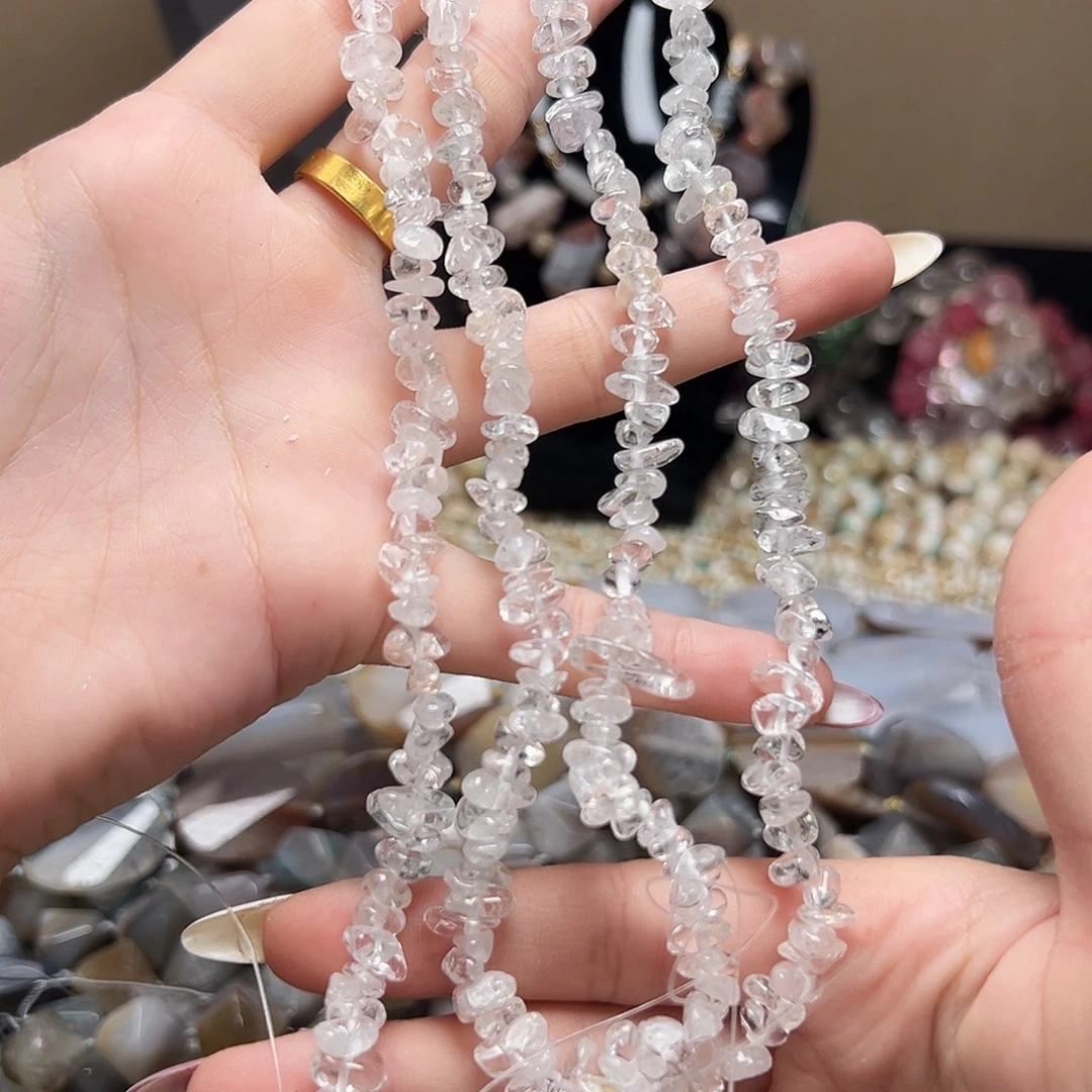 玛瑙/玉髓合金珠宝半成品d692 随行白水晶毛衣链一条