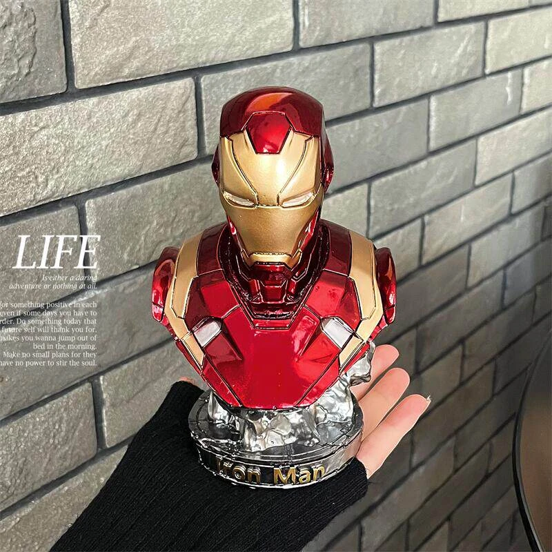 漫威手办钢铁侠半身像摆件18cm