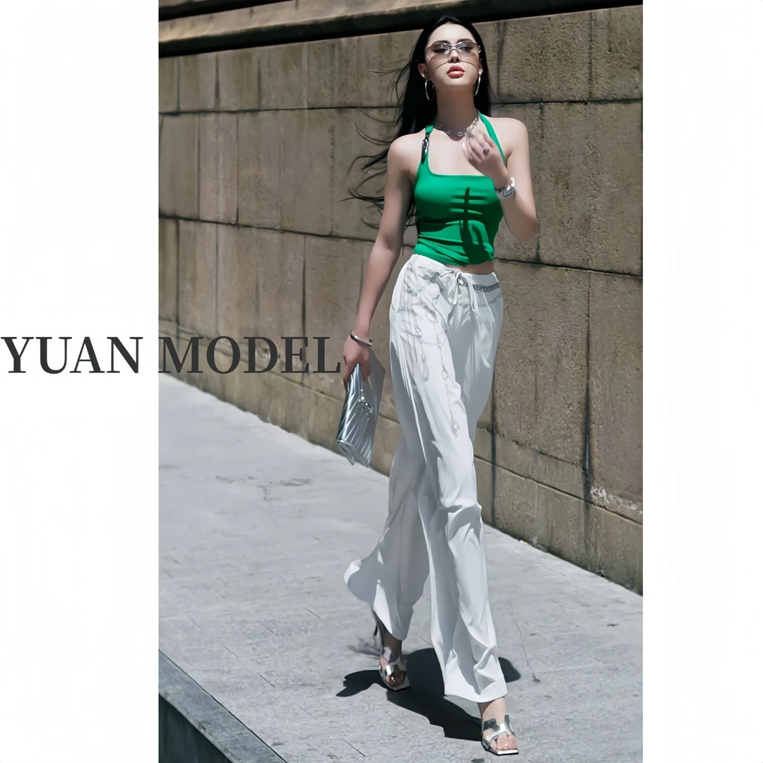【YUAN MODEL】媛老板-2025夏季时装原创链条休闲裤工装裤052777