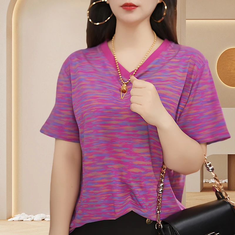 2025夏重磅纯棉打底小衫女内搭上衣女休闲女t恤短袖春游出行衣服