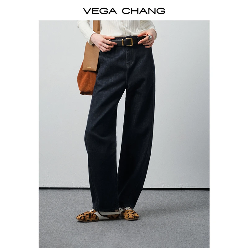 VEGA CHANG原色弯刀牛仔裤女2025新款日常通勤百搭休闲裤0336JJ