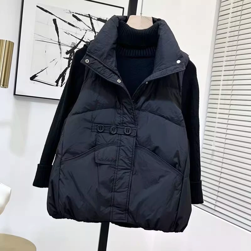 300斤特大码棉服马甲2025秋冬新款立领宽松保暖坎肩黑色马夹外套