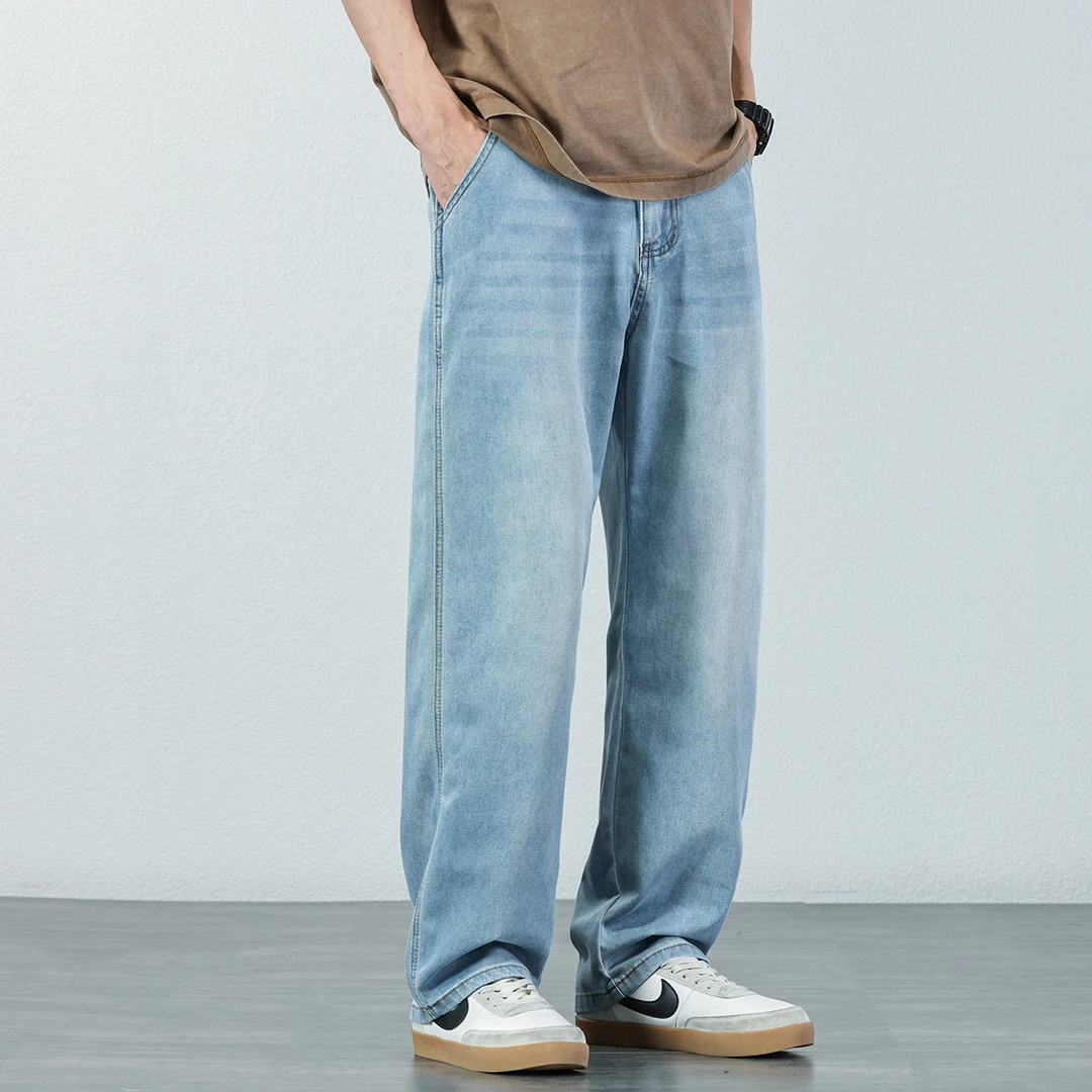轻薄透气天丝牛仔裤男士2025夏季莱赛尔冰丝裤宽松直筒休闲长裤潮